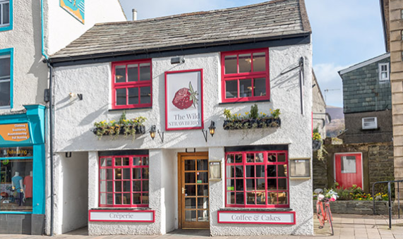 The Wild Strawberry café frontage on Main Street in Keswick